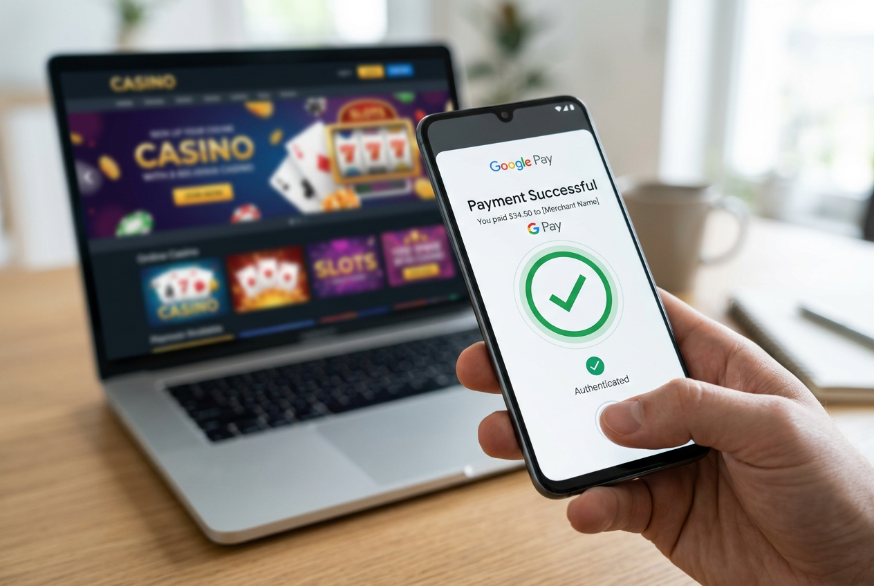 Χρήστης που πραγματοποιεί κατάθεση με Google Pay σε smartphone